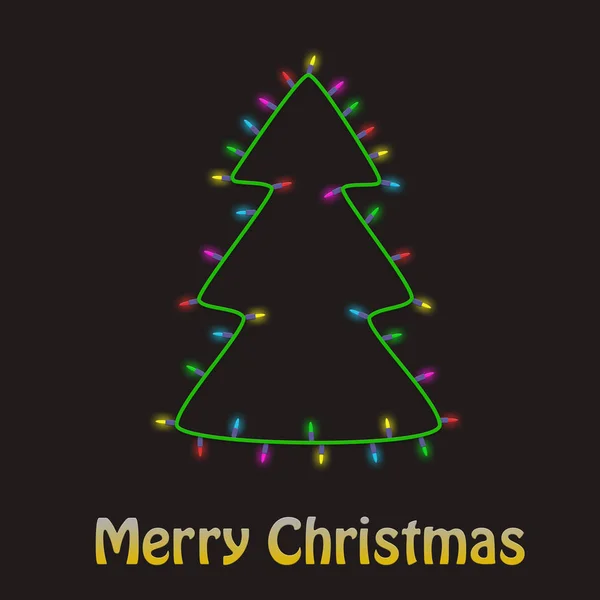 Árvore Natal Colorido Feito Luz Lâmpada Guirlanda Fundo Cartão Saudação — Fotografia de Stock