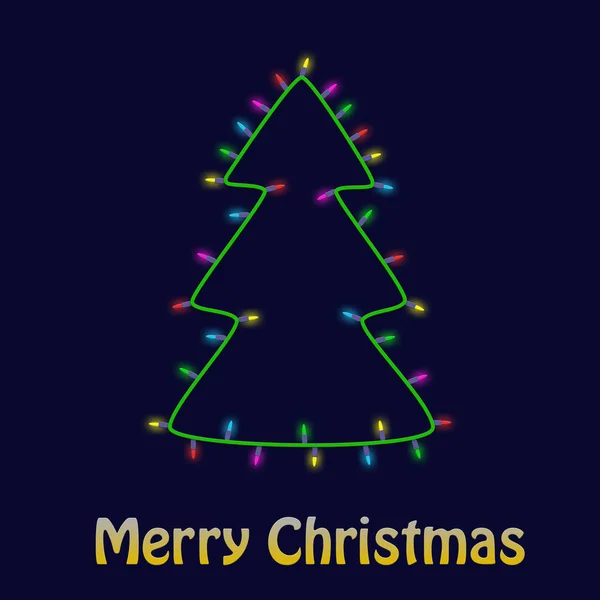 Árvore Natal Colorido Feito Luz Lâmpada Guirlanda Fundo Cartão Saudação — Fotografia de Stock