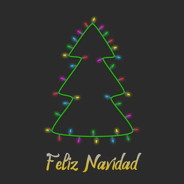 五颜六色的圣诞树由灯泡花环新年贺卡背景制成 费利兹 纳维达德 — 图库照片