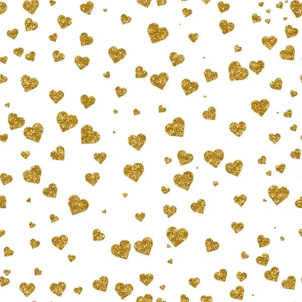 Χωρίς Ραφή Πρότυπο Από Γαντιών Χρυσές Καρδιές Λευκό Φόντο Ημέρα — Φωτογραφία Αρχείου