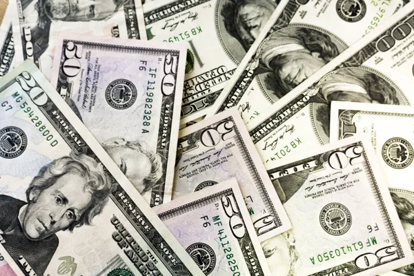 Yüz Dolarlık Banknotlar Yığını Dolarları Kapatın — Stok fotoğraf