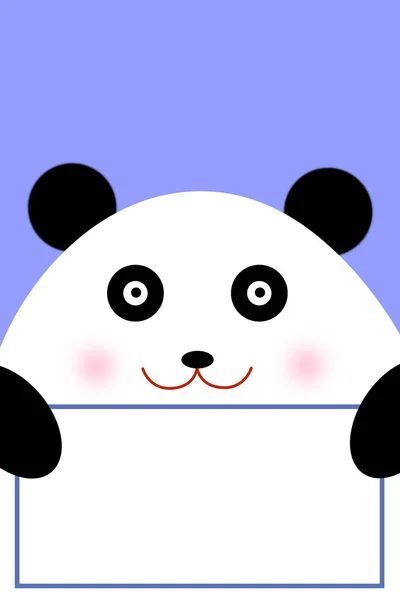 Sevimli çizgi panda boş kağıt ile. Sevgililer günü kartı.