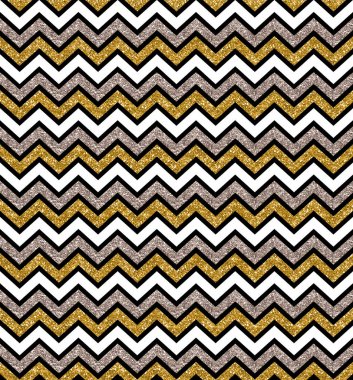 Zigzag altın ve pırıl pırıl gümüş desenli. Geometrik arkaplan. Bezi, etiketi, afişi, kartı, web sitesini, ambalajı, paketi yazdır