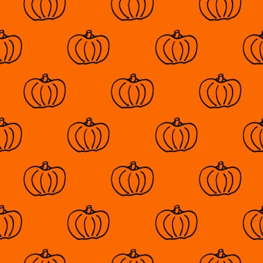 Kabak dikişsiz desen. Siyah kabak arka plan düşman Hasat festivali veya Şükran günü. Cadılar Bayramı turuncu yinelenen baskı