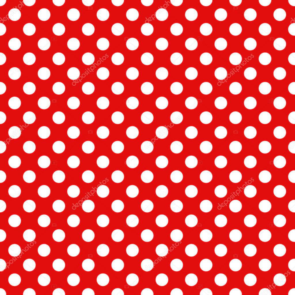 Seamless Christmas wrapping paper pattern. Festive Christmas dot pattern. White dots on red background