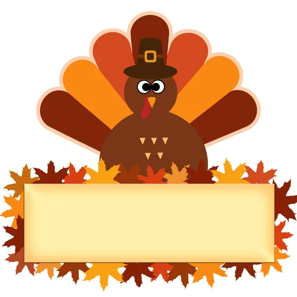 Texto de Acción de Gracias Feliz Caricatura Turquía sobre fondo blanco Cartel de Acción de Gracias . — Foto de Stock