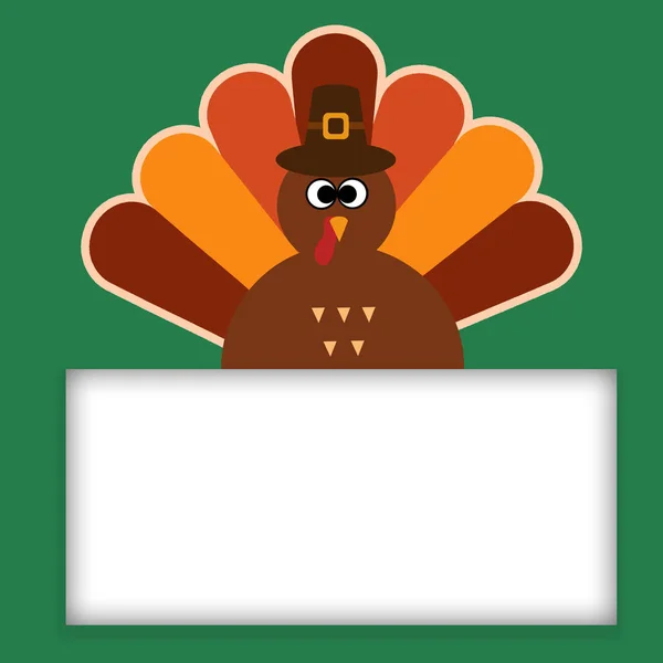 Glad Thanksgiving text Tecknad Turkiet på grön bakgrund Thanksgiving affisch. — Stockfoto