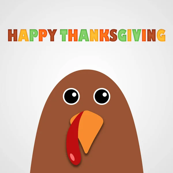 Happy Thanksgiving text tecknad Turkiet på vit bakgrund Thanksgiving affisch. — Stockfoto