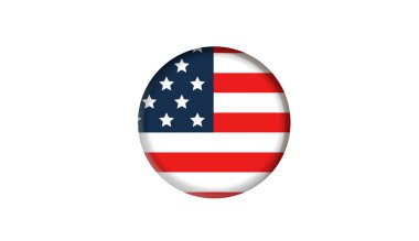 Usa bayrağı yuvarlak simge ya da rozet. Birleşik Devletler daire düğmesi. Amerikan ulusal sembolü.