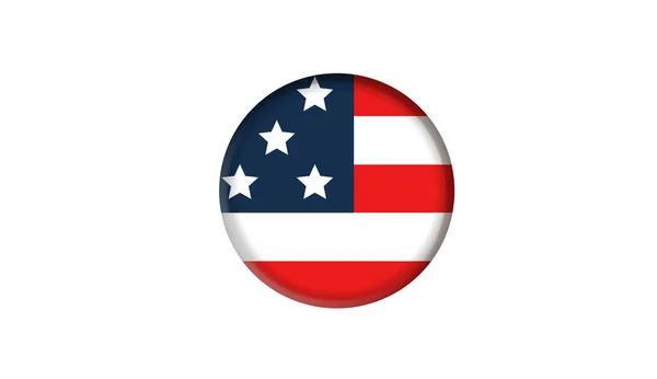 Flag of USA round icon or badge. United States circle button. American national symbol. — Stock Photo, Image