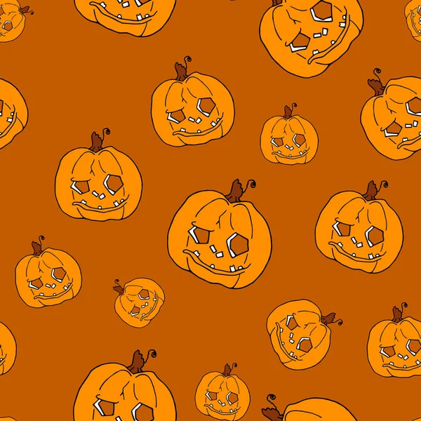 Pumpkin seamless pattern on orange background. Orange pumpkin background for Harvest festival or Thanksgiving day. Halloween orange repeating print