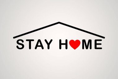 Ev ikonunda kal. Salgın hastalık baskısı sırasında evde kalmak. Ev Karantina illüstrasyonu.