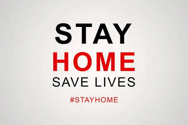 コロナウイルスの発生は家にとどまり、安全にとどまる-自己隔離時間のためのテキストが付いている旗はcovid-19 。モチベーションポスター2019-ncv — ストック写真