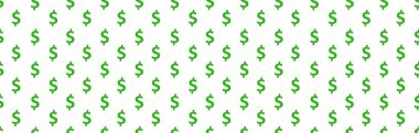 Dolar işaretleri kusursuz desen. Beyaz zemin üzerinde yeşil sembolleri tekrarlayan ABD para birimi sembolleri ile arkaplan sarma. Kullanılabilir wab site, reklam, poster, afiş için