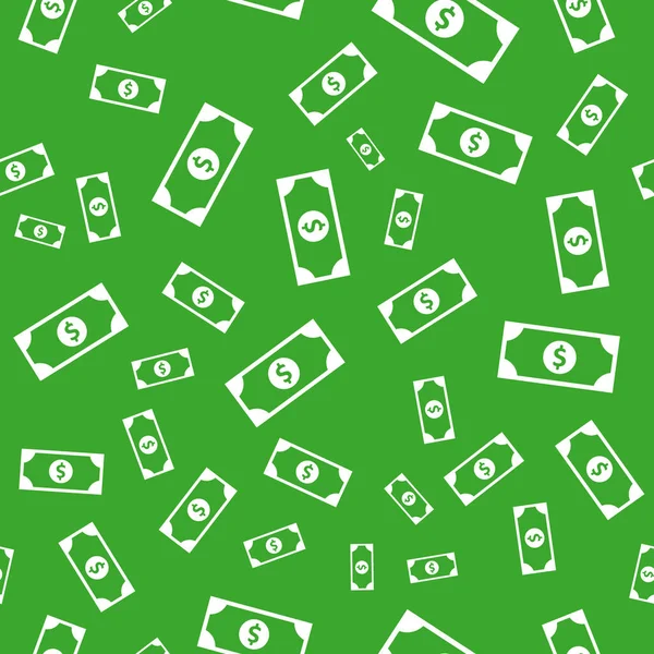 Düz Para Birimi Beyaz Banknot Simgesi Yeşil Arka Planda Dolar — Stok fotoğraf