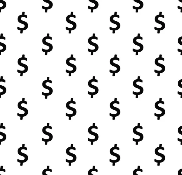 Dolar işaretleri kusursuz desen. ABD para birimi simgelerinin tekrarlanması ile arka plan sarılıyor beyaz arkaplan üzerinde siyah renk.