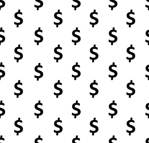 Dollar sign seamless pattern. Wrapping background with repeating USA currency symbols black colour on white background.