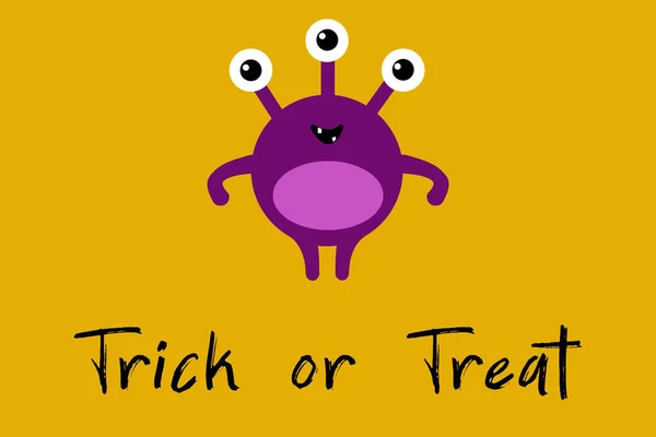 오렌지 배경에 귀여운 Trick Treat 텍스트가 할로윈 — 스톡 사진