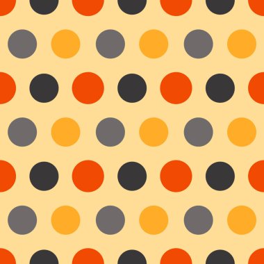 Sonbahar dikişsiz polka desenleri. Duvar kağıdı, arkaplan, ambalaj için sonsuz doku. Cadılar Bayramı ve Şükran Günü süsü. Turuncu, mavi ve gri renkler.