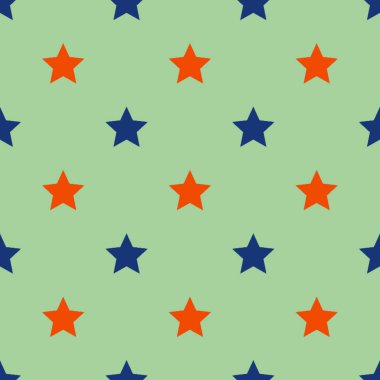 Sonbahar dikişsiz yıldız desenleri. Duvar kağıdı, arkaplan, ambalaj için sonsuz doku. Cadılar Bayramı ve Şükran Günü süsü. Turuncu, mavi, renkler.