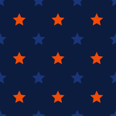 Sonbahar dikişsiz yıldız desenleri. Duvar kağıdı, arkaplan, ambalaj için sonsuz doku. Cadılar Bayramı ve Şükran Günü süsü. Turuncu, mavi, renkler.