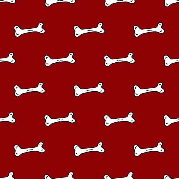 Osso Cão Fundo Vermelho Padrão Sem Costura Halloween Repetir Papel — Fotografia de Stock