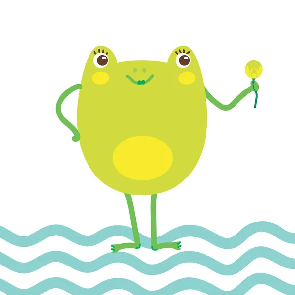 Frog Yellow Cute — Stock Vector