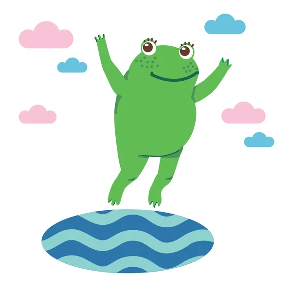 Frog Cute Sea — Stock Vector