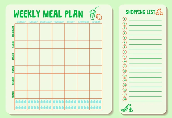 Tygodniowy plan posiłków-02 — Wektor stockowy