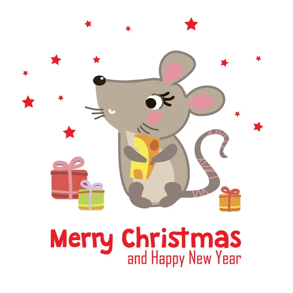 Christmas Mouse Card-01 — Stock Vector