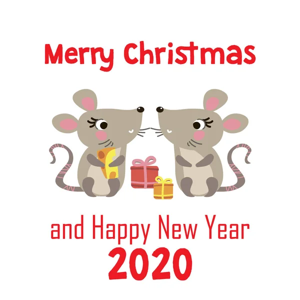 Christmas Mouse Card-02 — Stock Vector