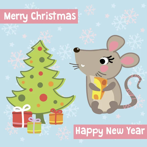 New Year Mouse — Stock Vector