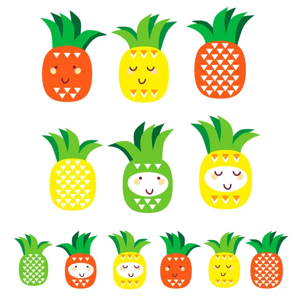 Ananas carino Set Illustrazioni Stock Royalty Free