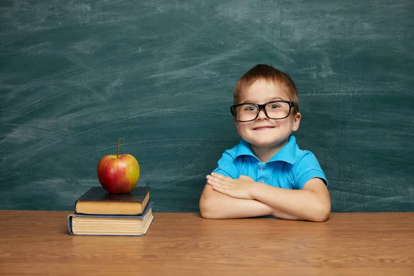 Back School Concept School Child Boy Classroom Funny Kid Green — Stock Photo, Image