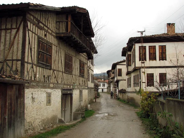 Casas Tradicionais Arquitetura Turca Otomana Uma Rua Safranbolu Turquia — Fotografia de Stock