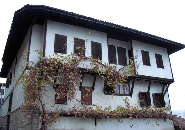 Casas Tradicionais Arquitetura Turca Otomana Uma Rua Safranbolu Turquia — Fotografia de Stock