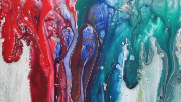 Πολύχρωμο Φούσκα Ακρυλικά Χρώματα Ρέει Χρωματισμένα Χρώματα Πολύχρωμα Χρώματα Σταγόνες — Αρχείο Βίντεο