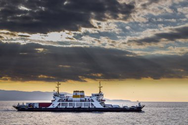 Izmit Eskihisar, Yalova Topcular, / Turkey - October 26 2018: Eskihisar - Topcular Car ferry, ferry boat. Halidere Ferryboat