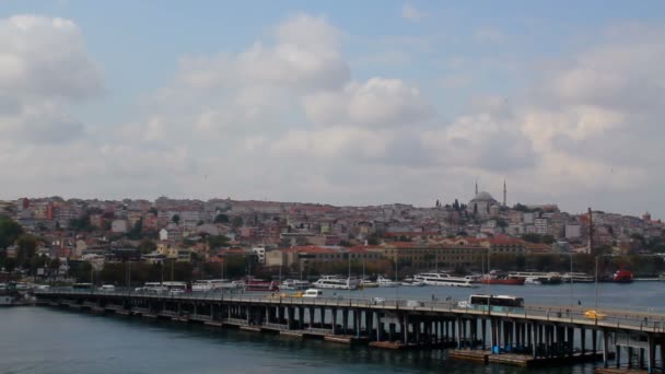 Istanbul Golden Horn Unkapani Bridge Dzielnicy Fatih Panoramiczny Widok — Wideo stockowe