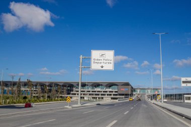 Istanbul / Türkiye - 13 Kasım 2018: yeni Istanbul Havalimanı Terminal. Üçüncü Istanbul Havalimanı, dış görünüm ve inşaat