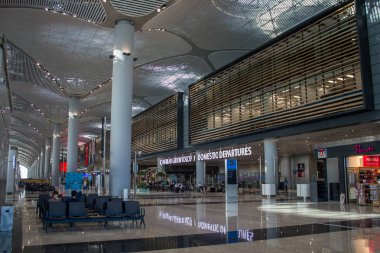 Istanbul / Türkiye - 13 Kasım 2018: yeni Istanbul Havalimanı Terminal. Üçüncü Istanbul Havalimanı