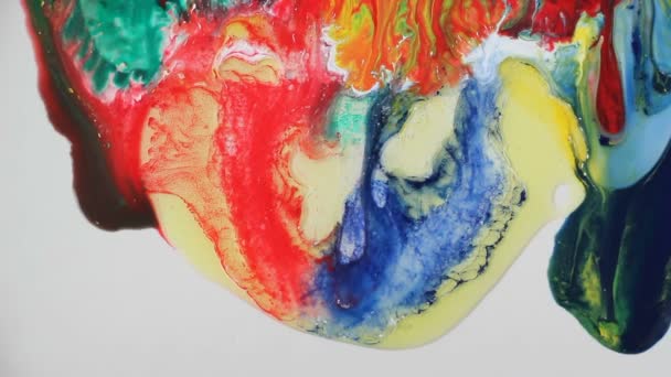 Pinturas Acrílicas Multicolores Fluidas — Vídeo de stock