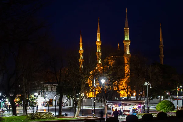 Mešita Sultanahmet Noci Istanbul Turecko — Stock fotografie