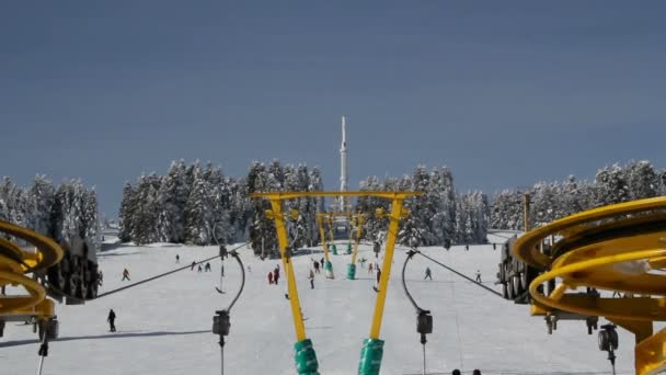 Estância Esqui Inverno Máquina Elevação Esqui Montanha Uludag Bursa Turquia — Vídeo de Stock