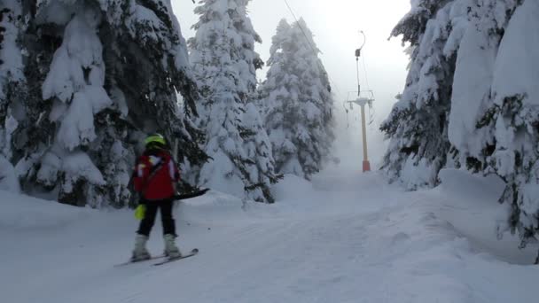 Estación Esquí Invierno Telesilla Gente Esquiando Uludag Mountain Bursa Turquía — Vídeos de Stock