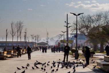 Mudanya, Bursa / Türkiye - 28 Ocak 2019: Mudanya sahil yürüyüş yolu
