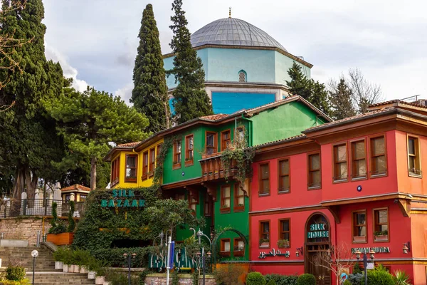 Bursa Turquia Janeiro 2019 Yesil Tomb Yesil Turbe Casas Lojas — Fotografia de Stock