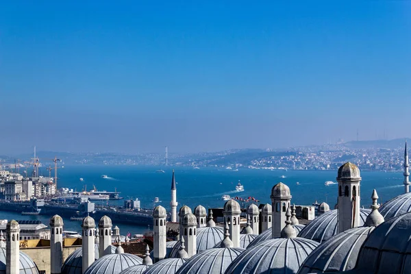 Estambul Vista Panorámica Cúpulas Mezquita Minaretes Del Bósforo — Foto de Stock