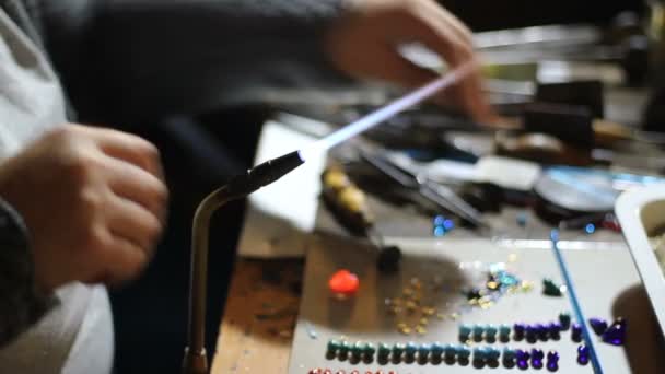 Handmade Glass Melting Ornament Jewelry Making — Stock Video