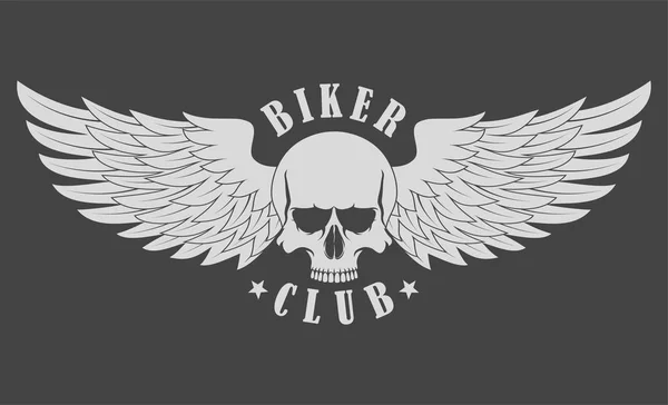 Crâne Avec Des Ailes Club Motards — Image vectorielle